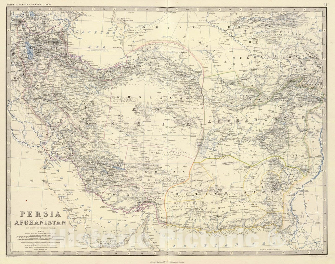 Historic Map : Afghanistan; Iran,Persia, Afghanistan. 1861 , Vintage Wall Art