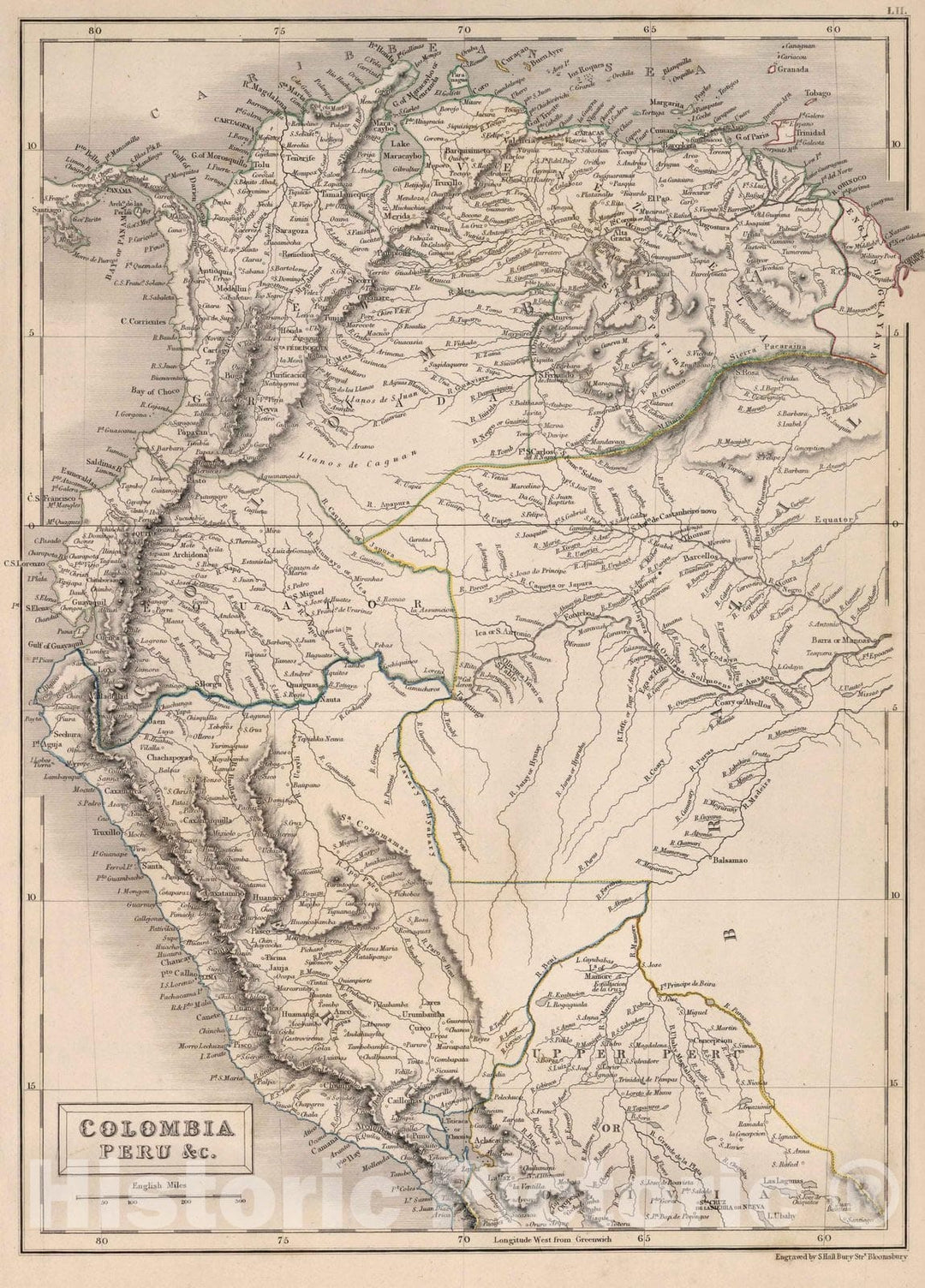 Historic Map : World Atlas Map, Colombia Peru &c. 1841 - Vintage Wall Art