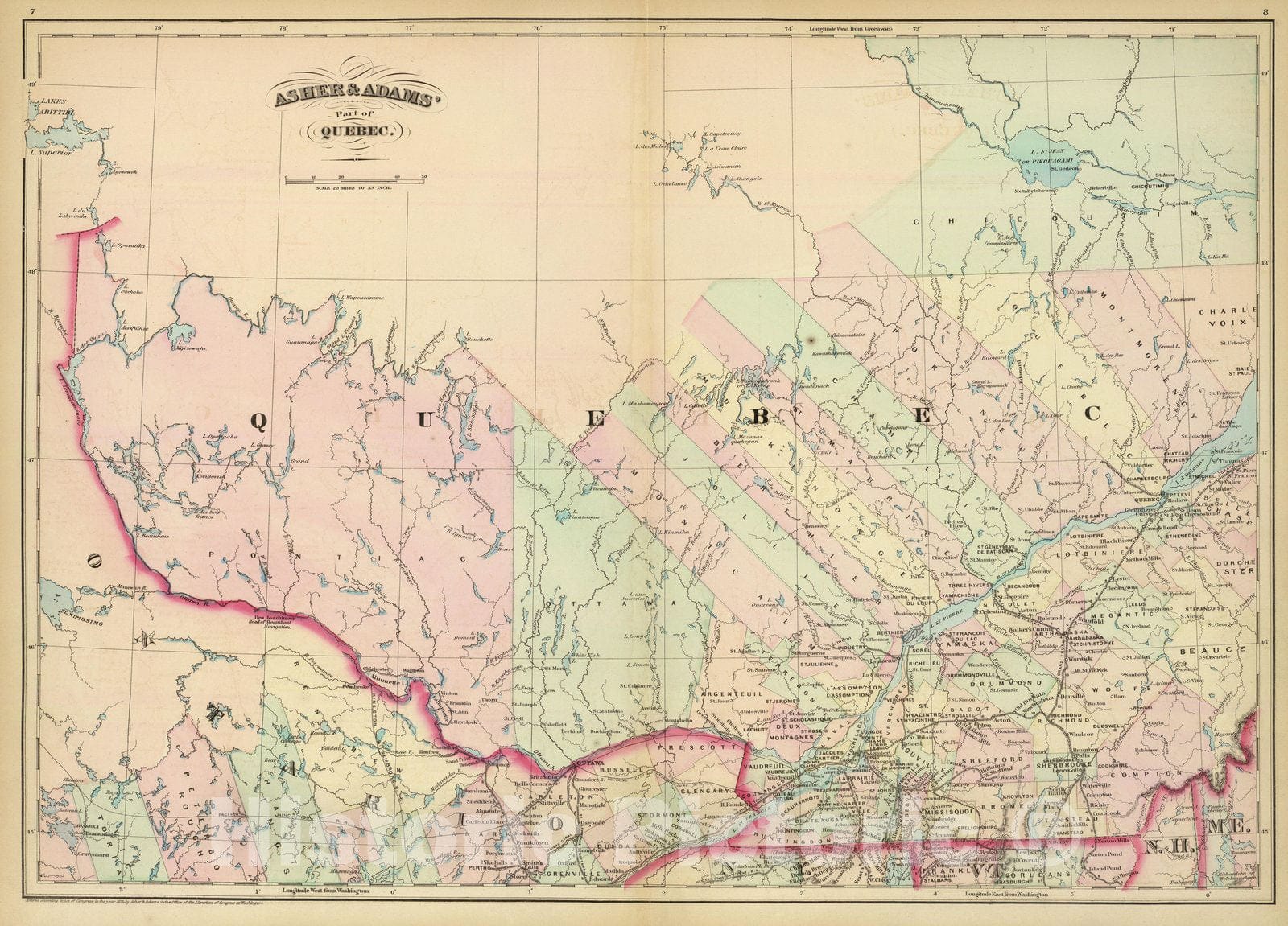 Historic Map : Quebec, part. 1874 - Vintage Wall Art