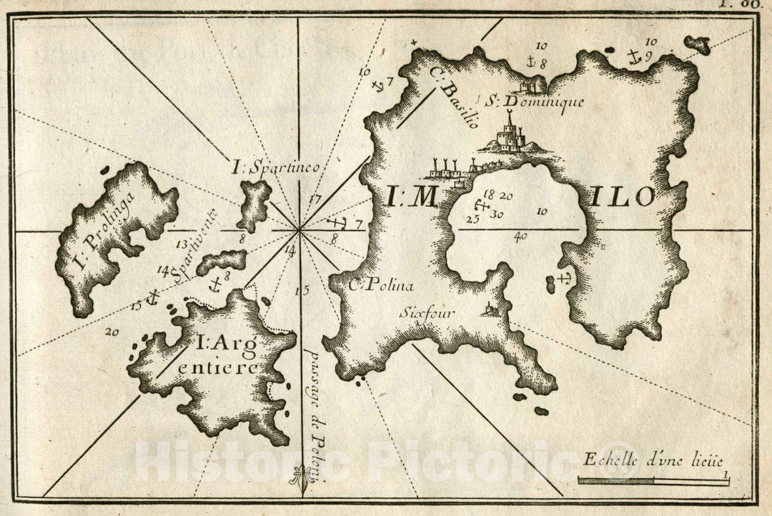 Historic Map : Chart Map, Pl. 86. Milos Island, Greece. 1764 - Vintage Wall Art