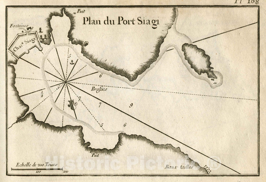 Historic Map : Port Siagi (Greece), Chart Map, Pl. 108. Siagi, Greece. 1764 , Vintage Wall Art