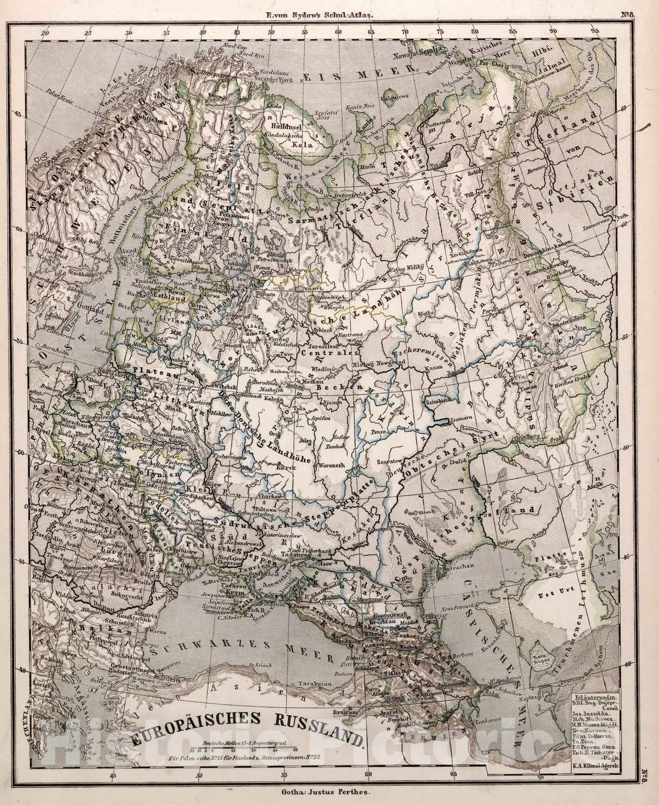 Historic Map : Russia,8. Europaeisches Russland. European Russia. 1872 , Vintage Wall Art