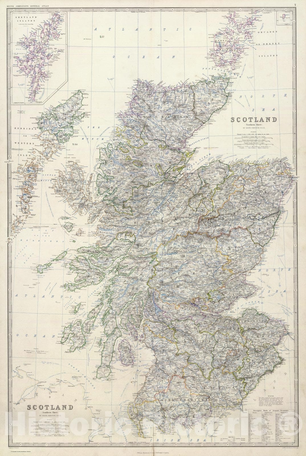 Historic Map : World Atlas Map, Composite: Scotland. 1861 - Vintage Wall Art