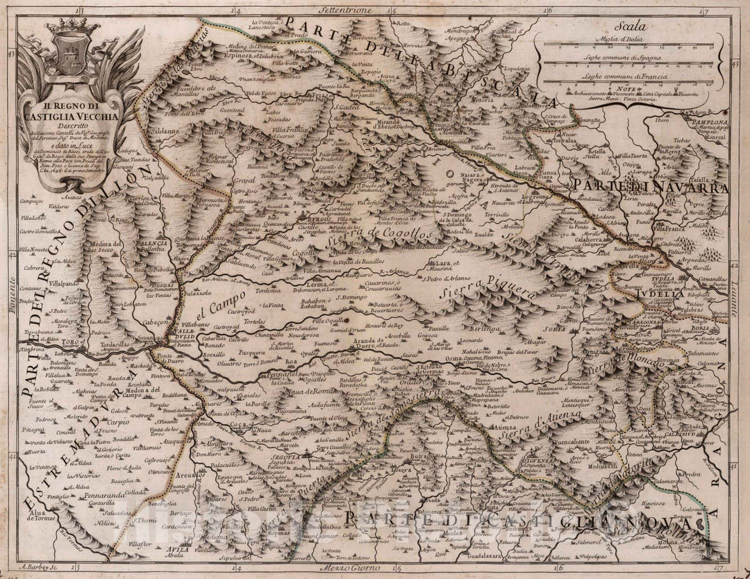 Historic Map : Spain, Iberian Peninsula, EuropeIl regno di Castiglia vecchia 1696 , Vintage Wall Art