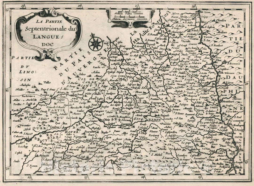 Historic Map : France,La partie Septentrionale du Languedoc 1636 , Vintage Wall Art