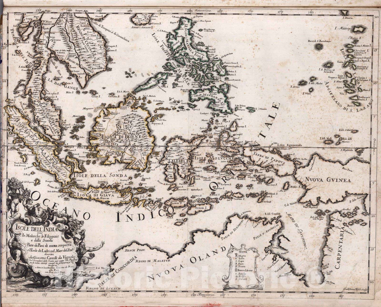 Historic Map : Indonesia, Oceania, AsiaIsole dell' India cioe le Molucche, le Filippine e della Sonda 1683 , Vintage Wall Art