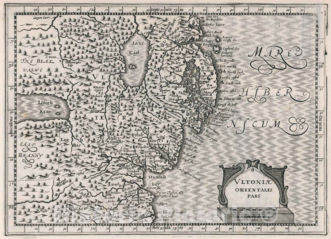 Historic Map : Ireland,Vltoniae Orientalis Pars 1636 , Vintage Wall Art