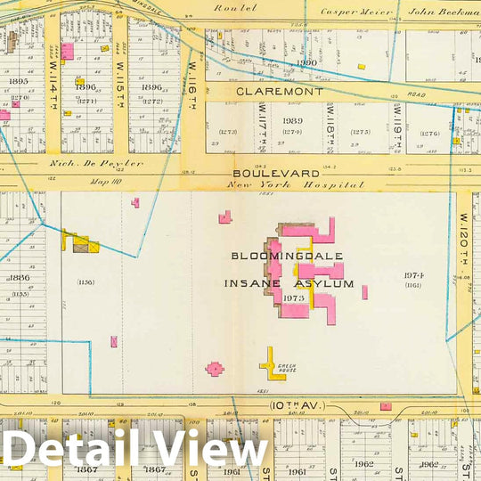 Historic Map : Manhattan Fire Insurance City Atlas Map, Pl. 38: ward 12. 1891 - Vintage Wall Art