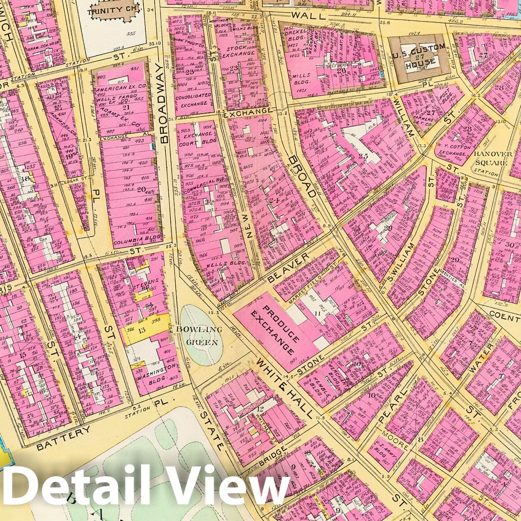 Historic Map : Manhattan Fire Insurance City Atlas Map, Pl. 1: ward 1. 1891 - Vintage Wall Art