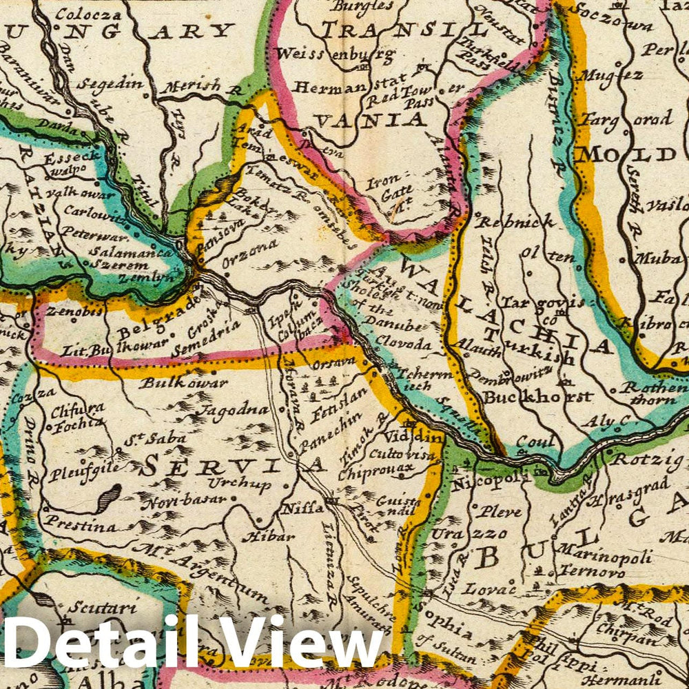 Historic Map : World Atlas Map, The north part of Turkey in Europe, Slavonia &c. 1736 - Vintage Wall Art