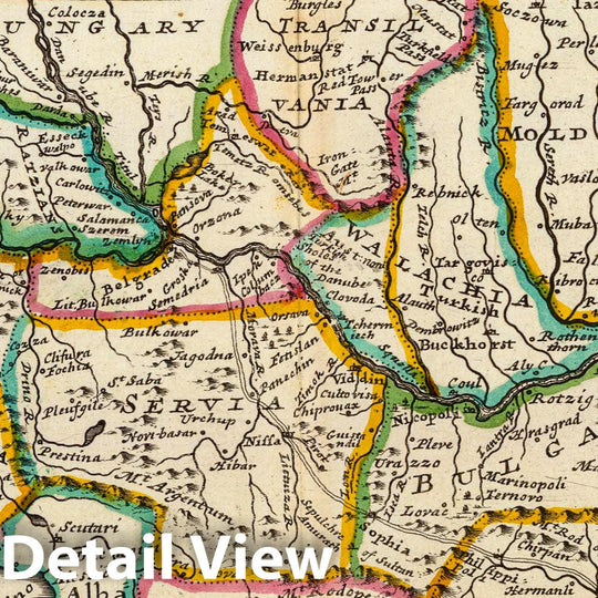 Historic Map : World Atlas Map, The north part of Turkey in Europe, Slavonia &c. 1736 - Vintage Wall Art