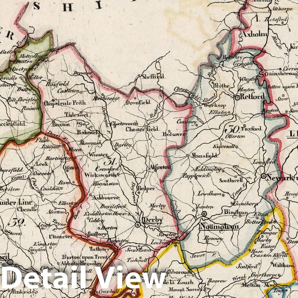 Historic Map : England, V.3:11-15:XV. Britisches Reich. A. Kon: England. a. England ab sich: Shire: 27-31, 39, 34 1830 , Vintage Wall Art