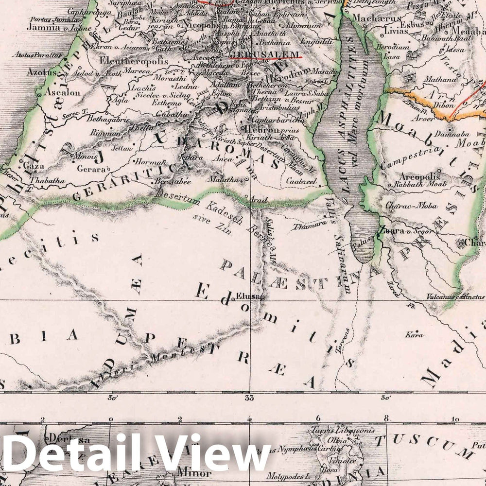 Historic Map : Israel, Mediterranean19. La Palestine sous les Romains. l'Afrique propre, la Mauretanie. 1831 , Vintage Wall Art