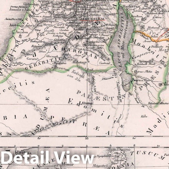 Historic Map : Israel, Mediterranean19. La Palestine sous les Romains. l'Afrique propre, la Mauretanie. 1831 , Vintage Wall Art