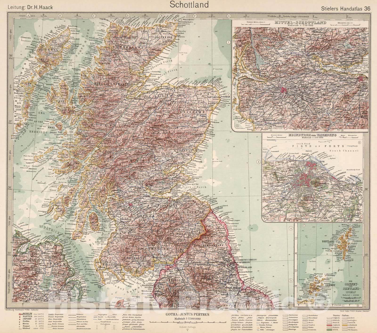 Historic Map : Scotland,36. Schottland. Scotland. 1925 , Vintage Wall Art