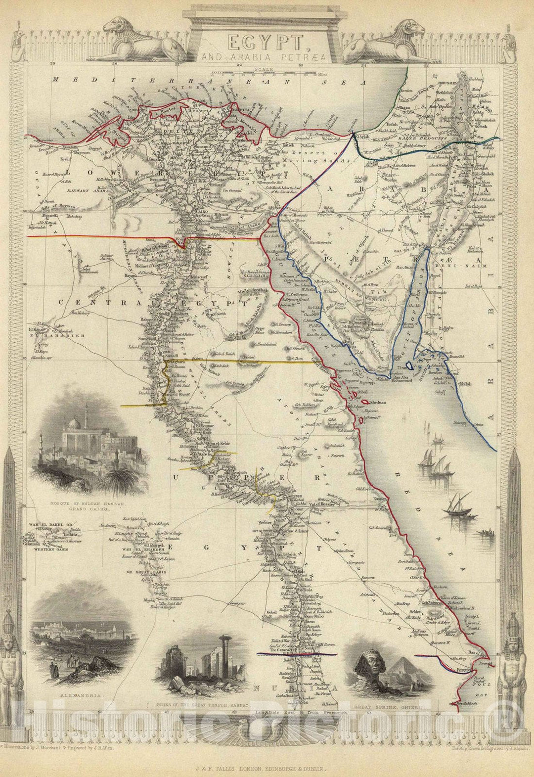 Historic Map : World Atlas Map, Egypt, And Arabia Petraea. 1851 - Vintage Wall Art