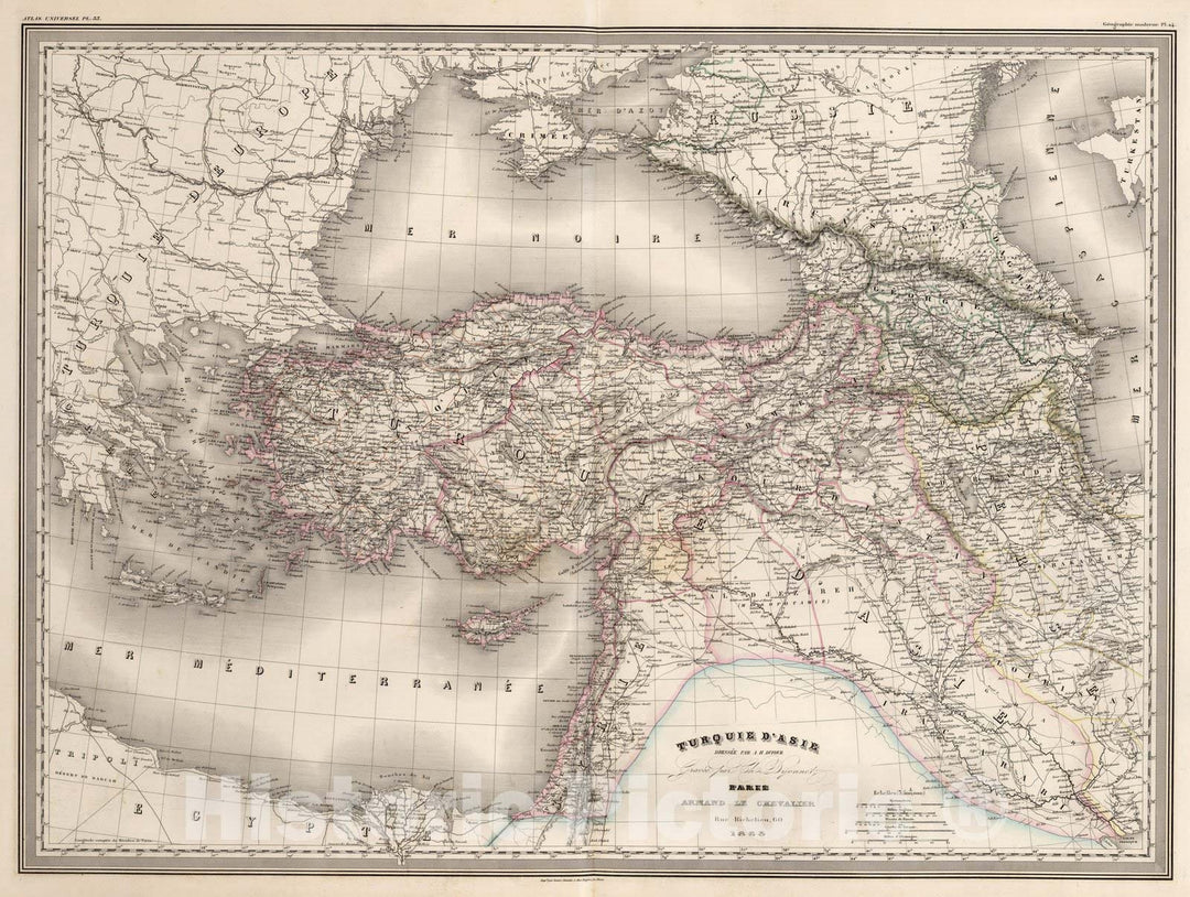 Historic Map : Turkey, Middle EastTurquie d'Asie. Pl. 33 1863 , Vintage Wall Art