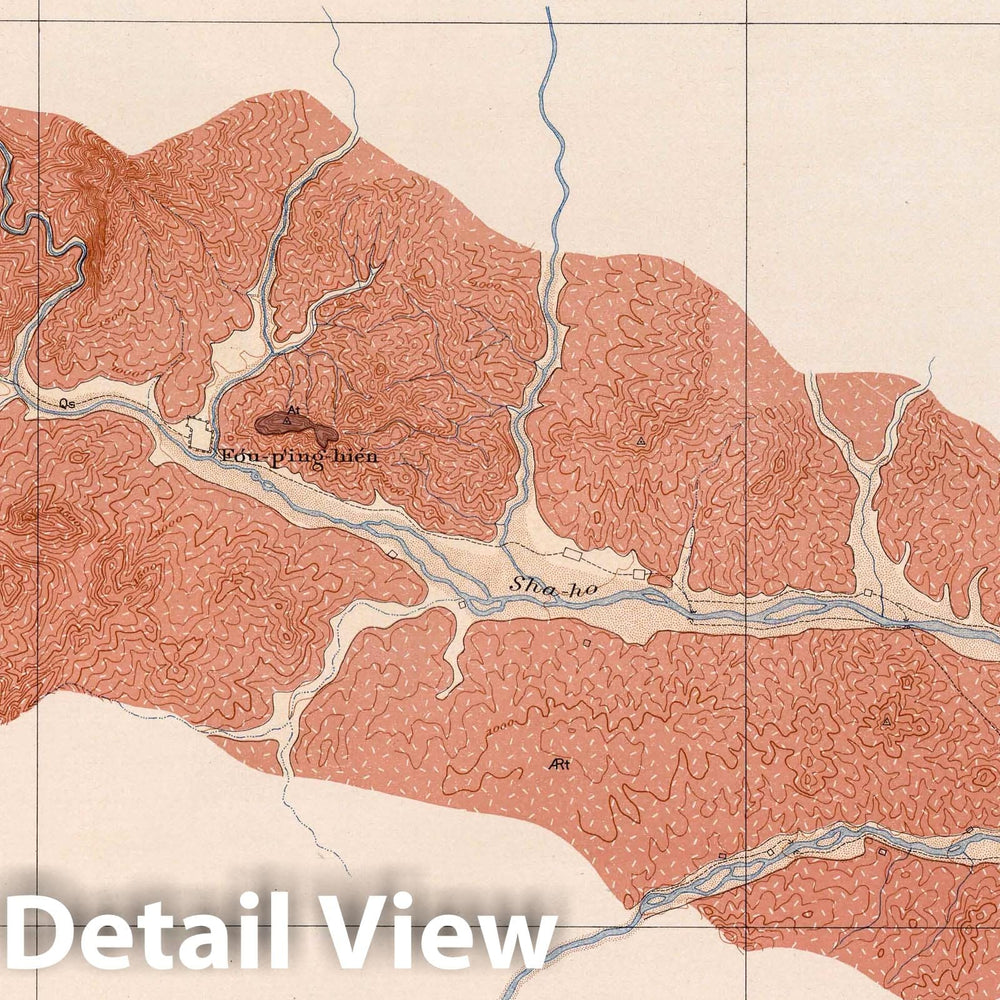 Historic Map : China, Geologic Atlas Map, E-I. Fou-Ping-Hien Sheet. 1906 , Vintage Wall Art