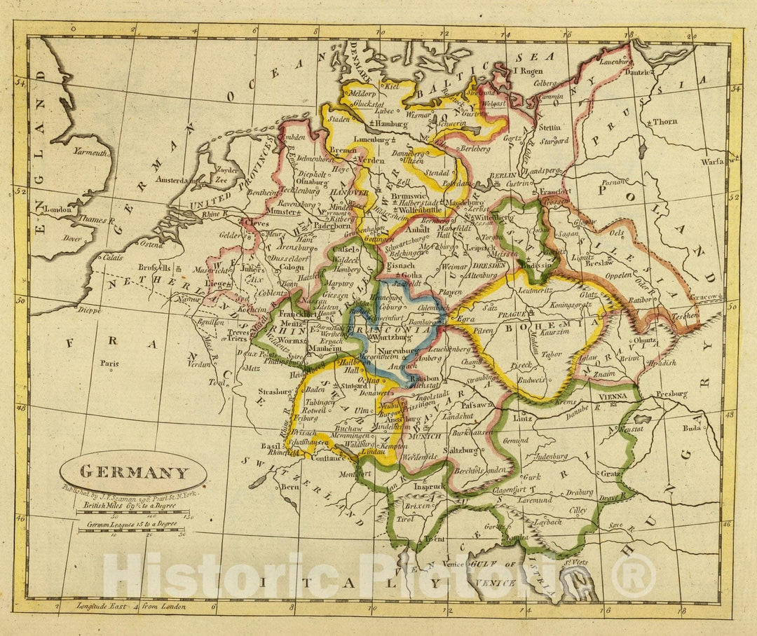 Historic Map : World Atlas Map, Germany. 1821 - Vintage Wall Art