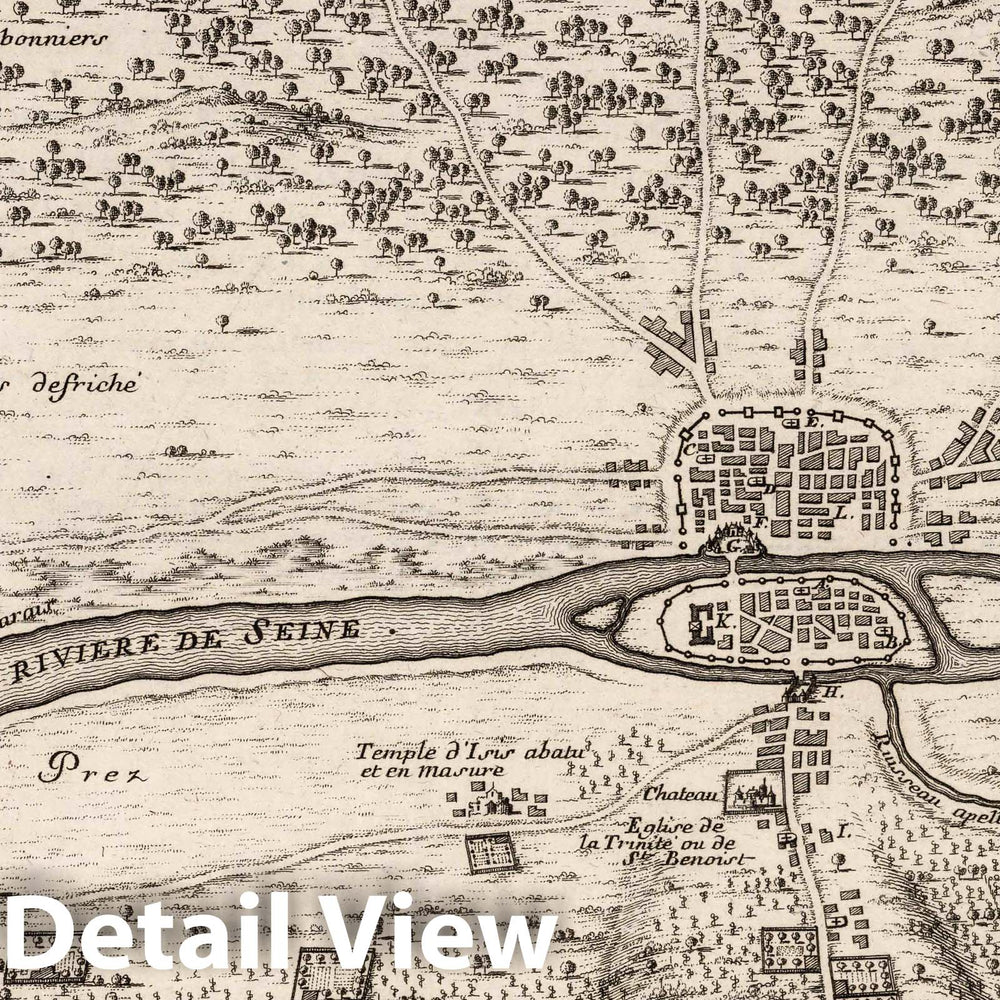 Historic Map : Paris , France,Second Plan de La Ville de Paris. 1714 , Vintage Wall Art