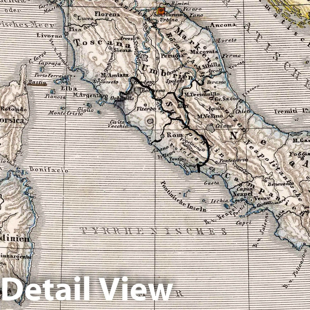 Historic Map : Italy,23. Italien. (Italy.) 1872 , Vintage Wall Art