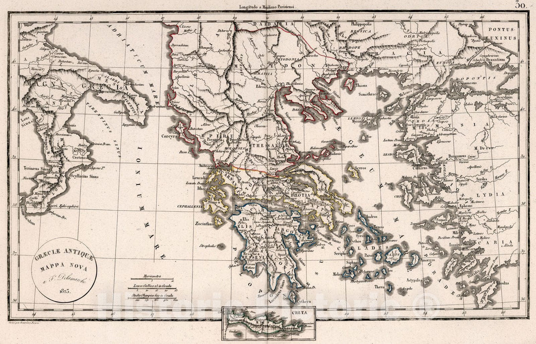 Historic Map : Greece, Aegean Sea Graeclae Antiquae Mappa Nova, 1826 , Vintage Wall Art