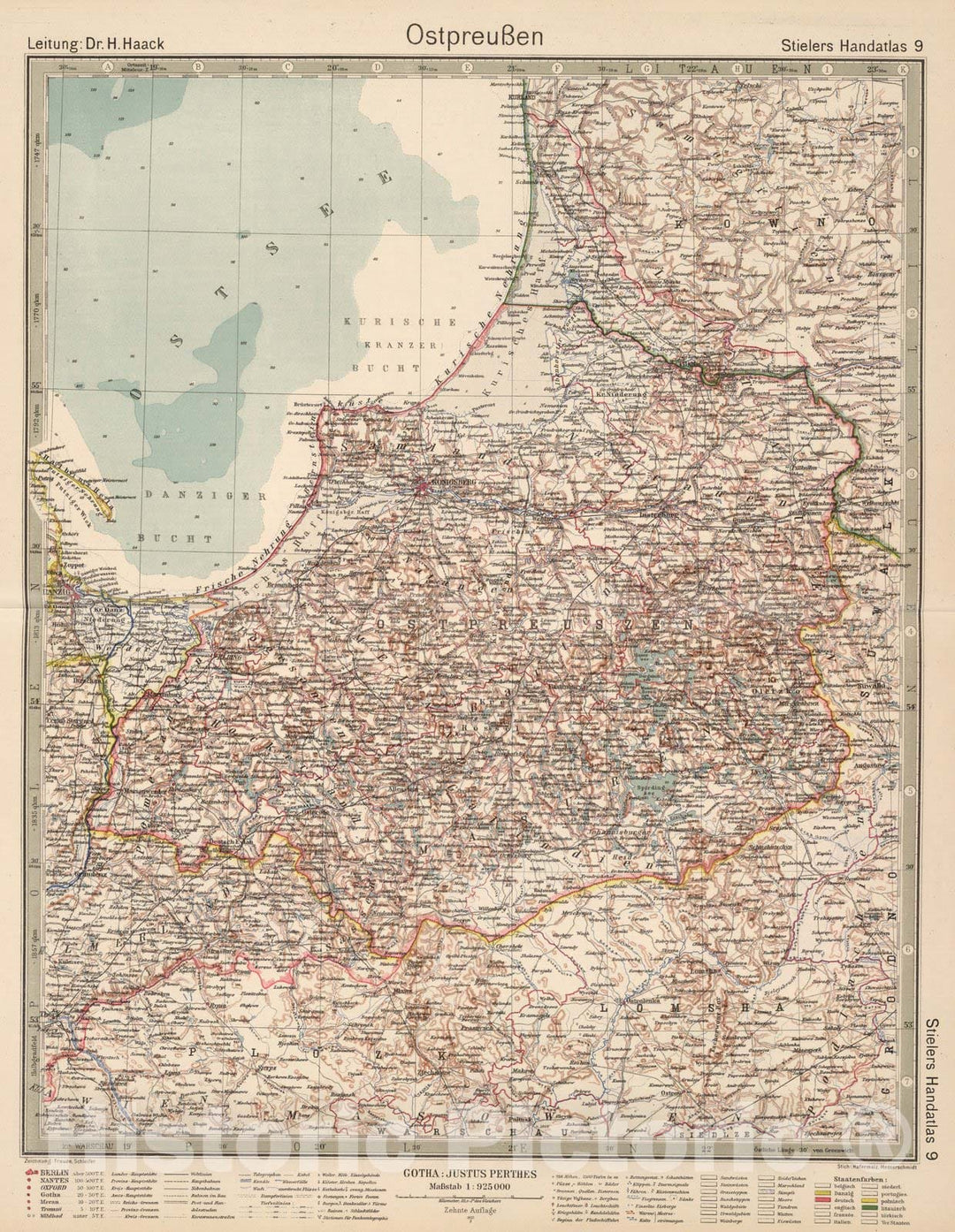 Historic Map : Poland,9. Ostpreuszen. East Prussia. 1925 , Vintage Wall Art