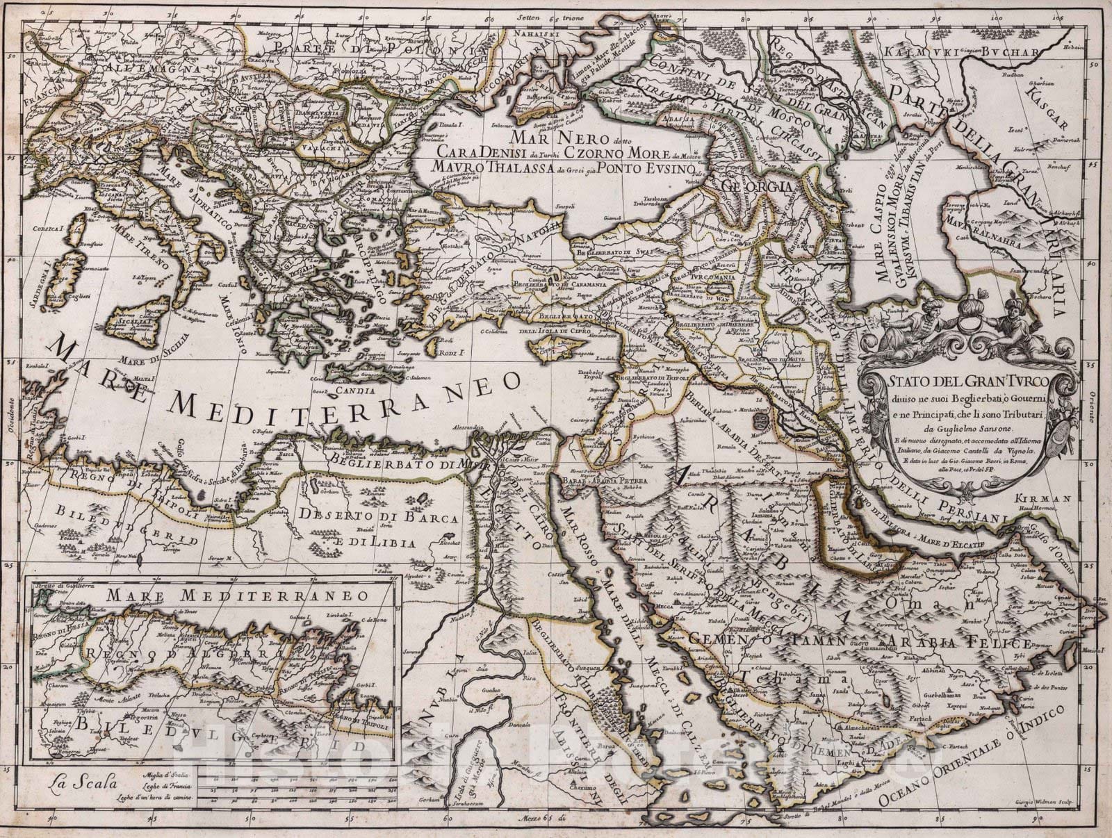 Historic Map : Turkey, Middle East, AsiaStato Del Granturco 1692 , Vintage Wall Art