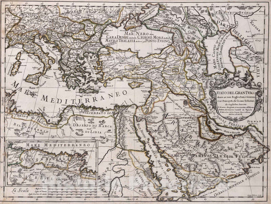 Historic Map : Turkey, Middle East, AsiaStato Del Granturco 1692 , Vintage Wall Art