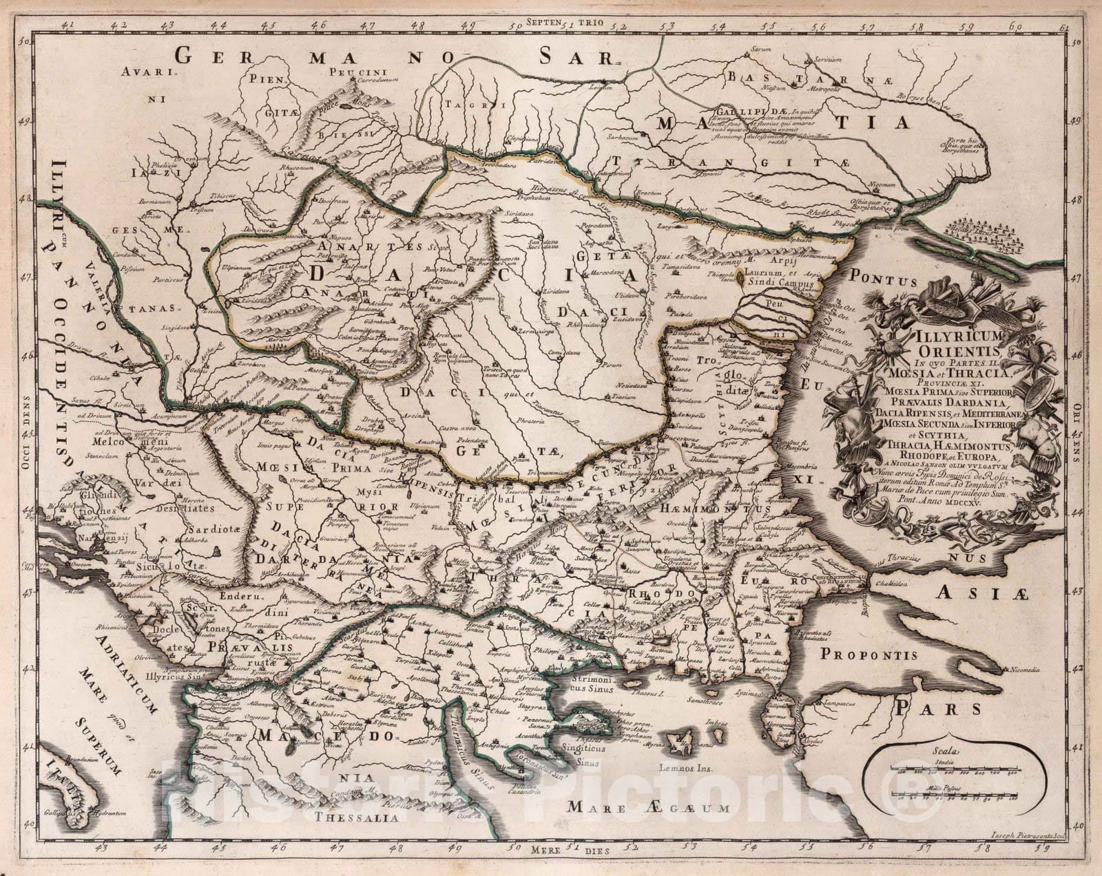 Historic Map : Turkey, Black Sea, EuropeIllyricum orientis 1715 , Vintage Wall Art