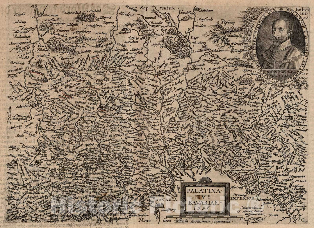 Historic Map : Germany,26. Palatinatus Bavariae. 1600 , Vintage Wall Art