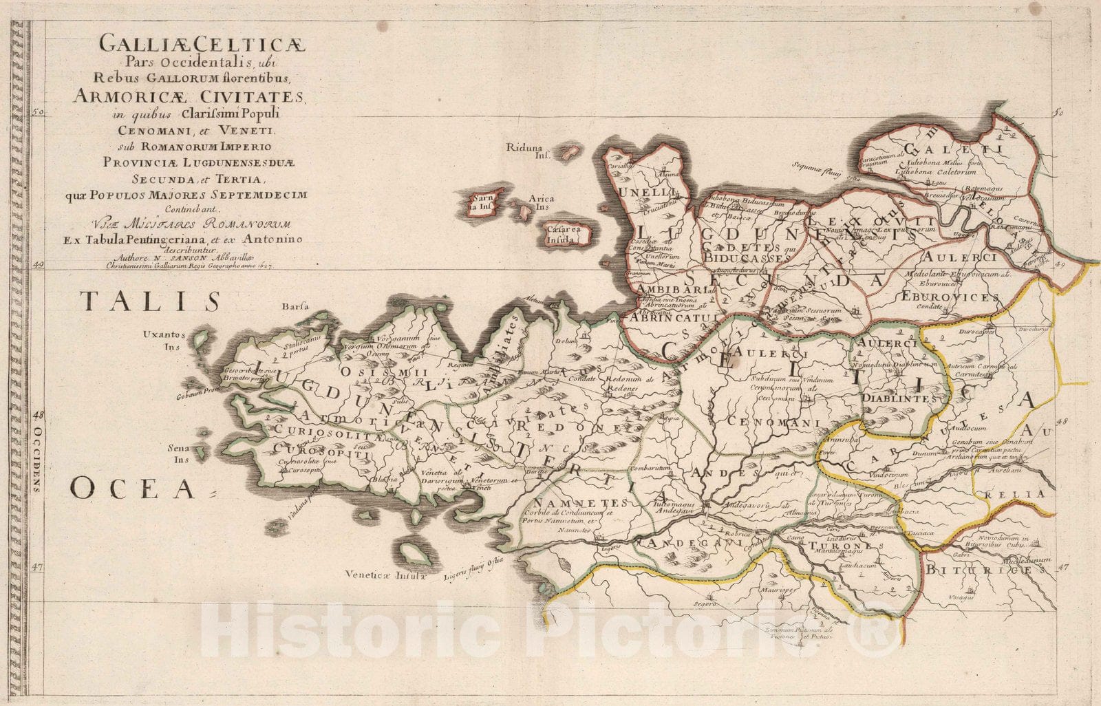 Historic Map : Map of the Geography of Ancient France, 1627 - Vintage Wall Art