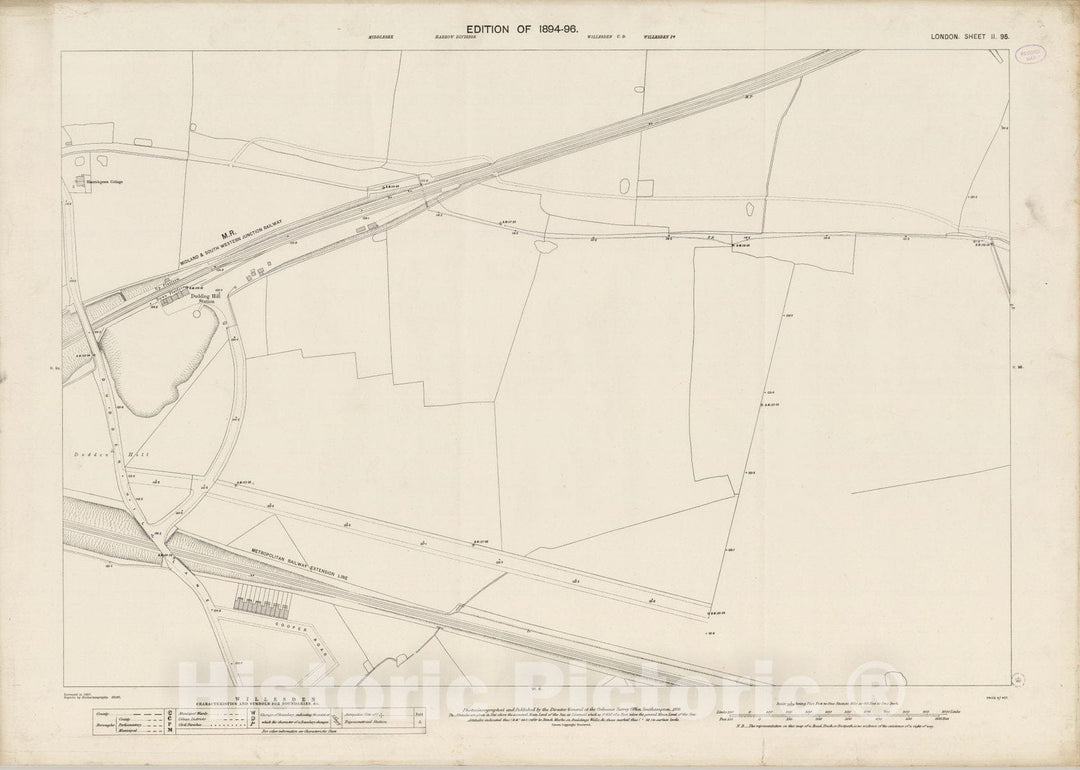 Historic Map : London (England), City Atlas Map, London Sheet II.95 1893 - Vintage Wall Art