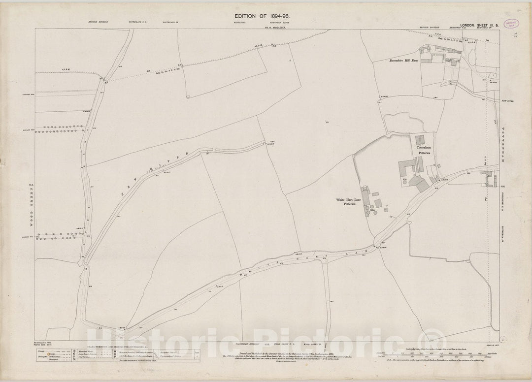 Historic Map : London (England), City Atlas Map, London Sheet III.5 1895 - Vintage Wall Art