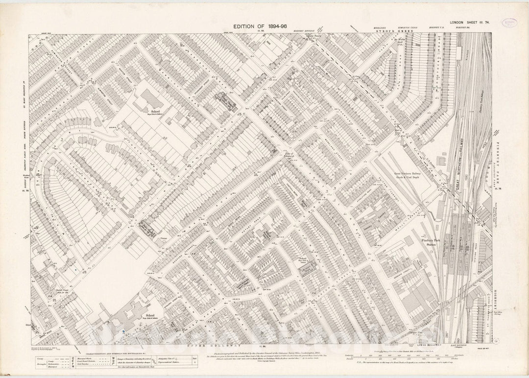 Historic Map : London (England), City Atlas Map, London Sheet III.74 1895 - Vintage Wall Art