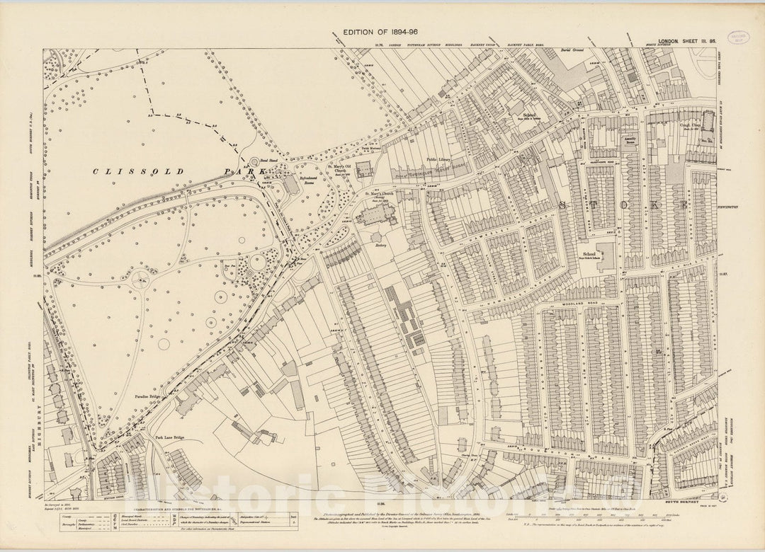 Historic Map : London (England), City Atlas Map, London Sheet III.86 1895 - Vintage Wall Art