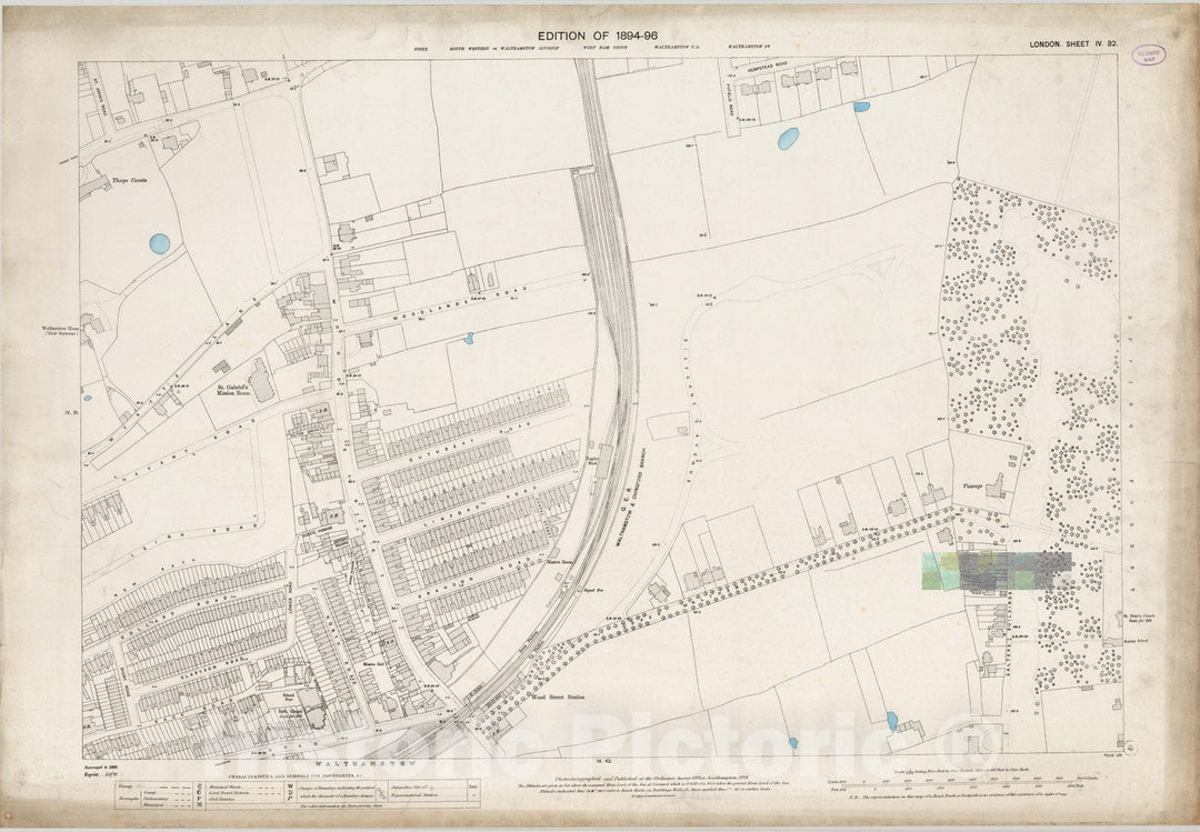 Historic Map : London (England), City Atlas Map, London Sheet IV.32 1895 - Vintage Wall Art