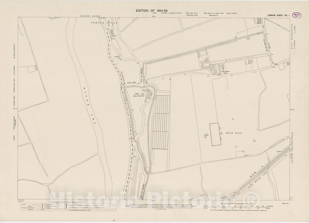 Historic Map : London (England), City Atlas Map, London Sheet VIII.1 1895 - Vintage Wall Art