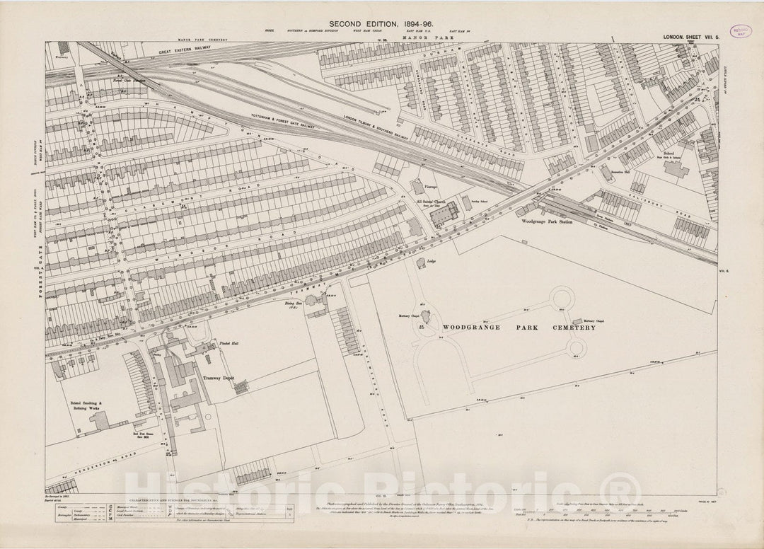 Historic Map : London (England), City Atlas Map, London Sheet VIII.5 1895 - Vintage Wall Art