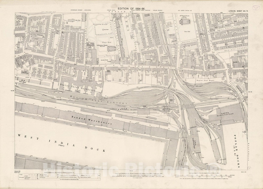 Historic Wall Map : London (England), City Atlas Map, London Sheet VIII.71 1895 - Vintage Wall Art