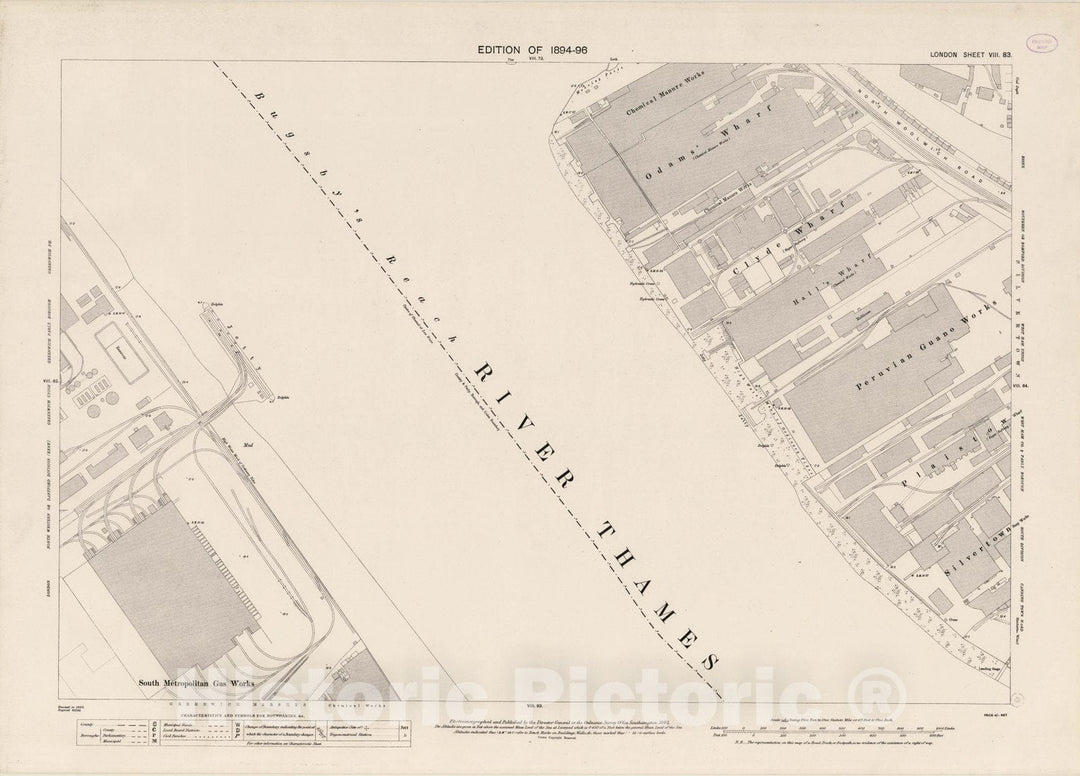 Historic Map : London (England), City Atlas Map, London Sheet VIII.83 1895 - Vintage Wall Art