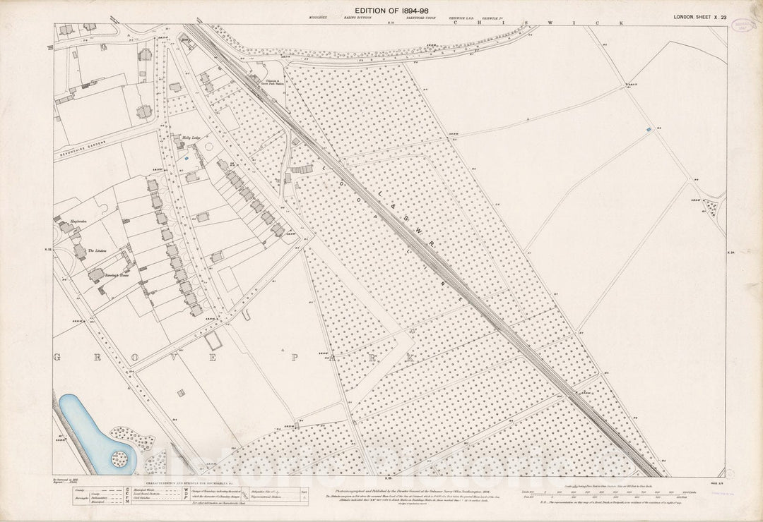 Historic Map : London (England), City Atlas Map, London Sheet X.23 1894 - Vintage Wall Art