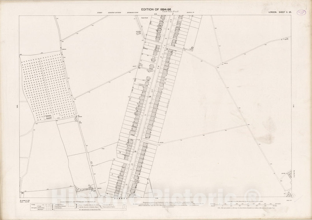 Historic Map : London (England), City Atlas Map, London Sheet X.25 1895 - Vintage Wall Art