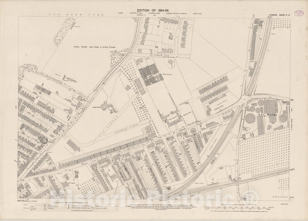 Historic Map : London (England), City Atlas Map, London Sheet X.41 1895 - Vintage Wall Art