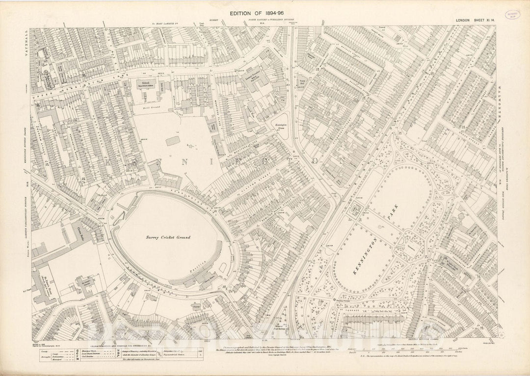 Historic Map : London (England), City Atlas Map, London Sheet XI.14 1895 - Vintage Wall Art