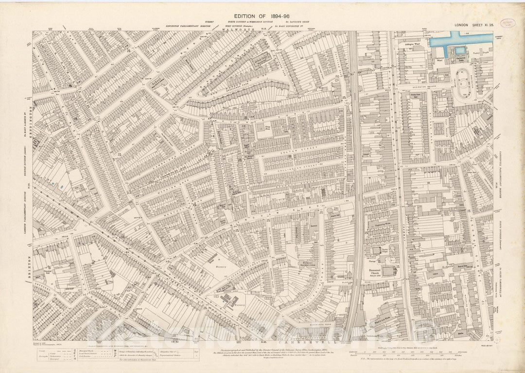 Historic Map : London (England), City Atlas Map, London Sheet XI.25 1895 - Vintage Wall Art