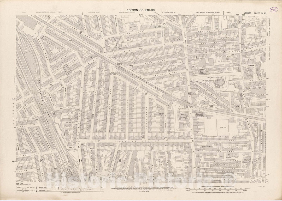 Historic Map : London (England), City Atlas Map, London Sheet XI.30 1895 - Vintage Wall Art