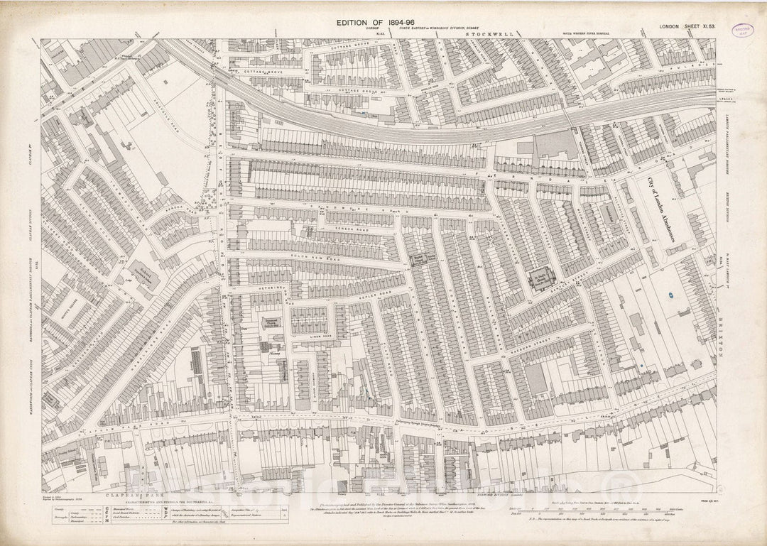 Historic Map : London (England), City Atlas Map, London Sheet XI.53 1895 - Vintage Wall Art