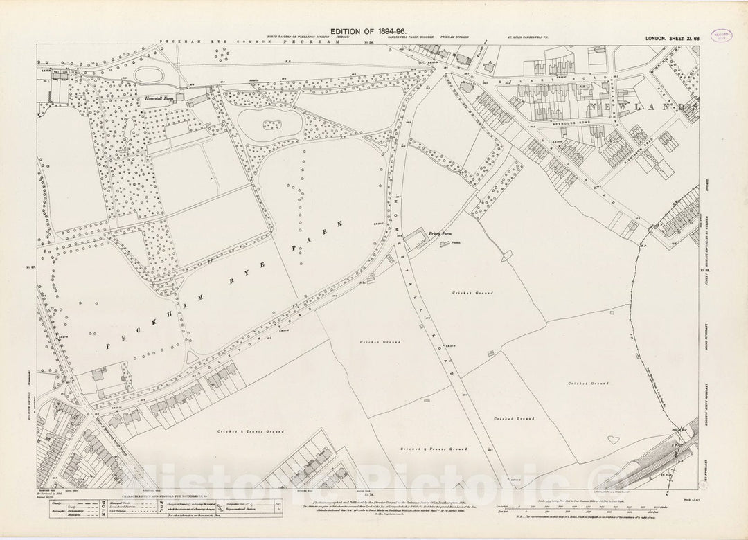 Historic Map : London (England), City Atlas Map, London Sheet XI.68 1895 - Vintage Wall Art