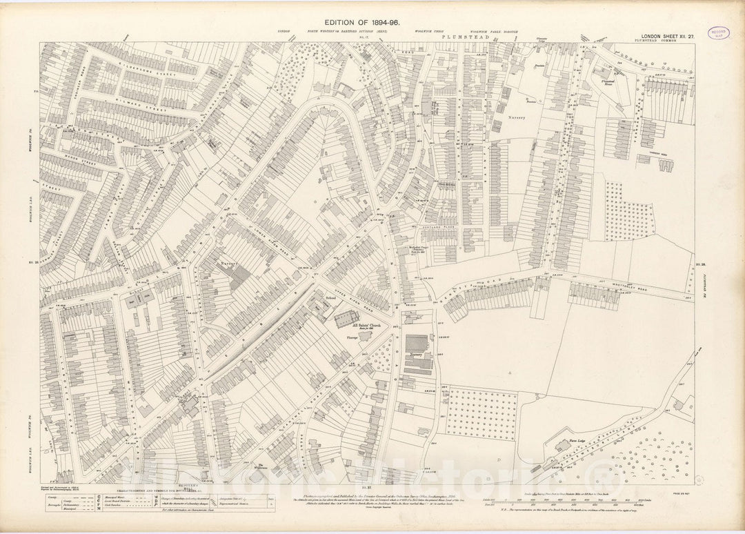 Historic Map : London (England), City Atlas Map, London Sheet XII.27 1896 - Vintage Wall Art